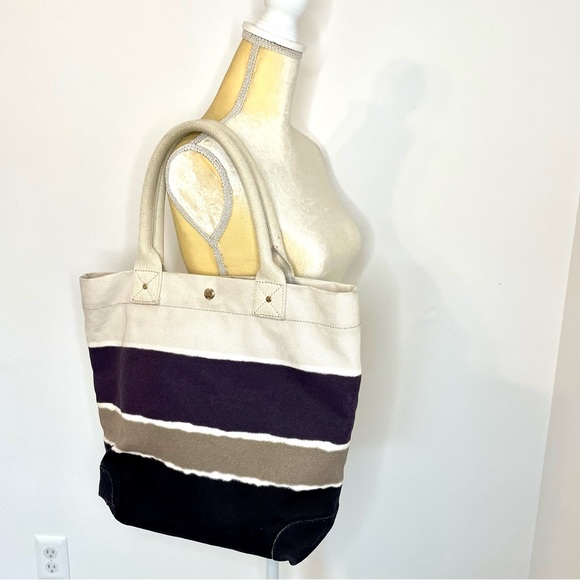 J. Crew Tote Bag Tie Dye Stripes Canvas Beach Bohemian - Picture 4 of 17